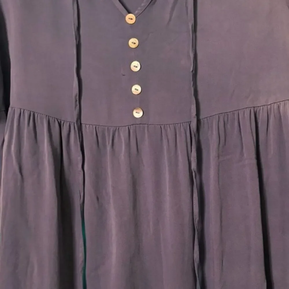 Rustic Western Blue Button-Down Dress with Ruffles | Small/Medium - Picture 2 of 6